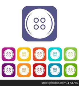 Plastic button icons set vector illustration in flat style In colors red, blue, green and other. Plastic button icons set flat