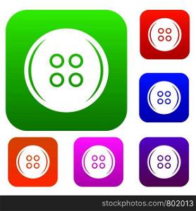 Plastic button set icon color in flat style isolated on white. Collection sings vector illustration. Plastic button set color collection