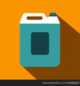 Plastic canister flat icon with shadow on orange background. Plastic canister flat icon with shadow