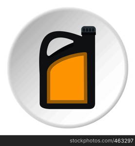 Plastic canister of gasoline icon in flat circle isolated vector illustration for web. Plastic canister of gasoline icon circle