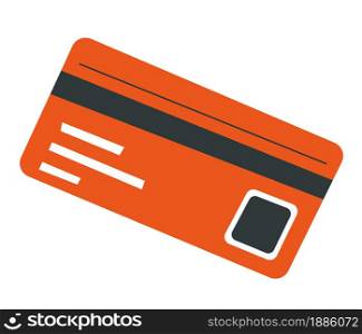 Plastic card with money for paying, credit or debit with information of holder. Financial assets in account, investment or deposit saving salary. Savings or economy, shopping vector in flat style. Credit card with info of owner, banking and paying