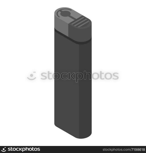 Plastic cigarette lighter icon. Isometric of plastic cigarette lighter vector icon for web design isolated on white background. Plastic cigarette lighter icon, isometric style