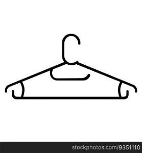Plastic coat hanger in simple style. Coat hanger icon. Front view. Isolated on white background. Vector illustration. Plastic coat hanger in simple style. Coat hanger icon.