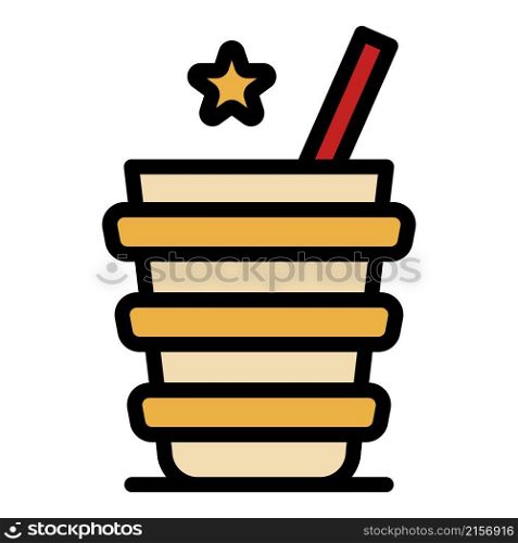 Plastic cocktail cup icon. Outline plastic cocktail cup vector icon color flat isolated. Plastic cocktail cup icon color outline vector