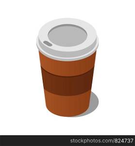 Plastic coffee, tea cup icon. Isometric of plastic coffee, tea cup vector icon for web design isolated on white background. Plastic coffee, tea cup icon, isometric style
