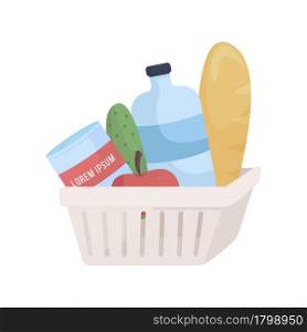 Plastic container with grocery items semi flat color vector object. Full sized item on white. Supermarket purchases isolated modern cartoon style illustration for graphic design and animation. Plastic container with grocery items semi flat color vector object