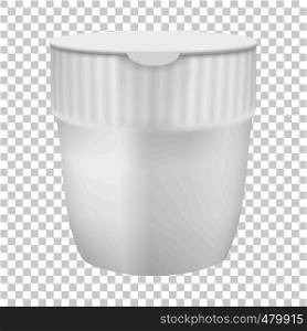 Plastic cup for noodles mockup. Realistic illustration of plastic cup for noodles vector mockup for web. Plastic cup for noodles mockup, realistic style