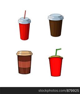 Plastic cup icon set. Cartoon set of plastic cup vector icons for web design isolated on white background. Plastic cup icon set, cartoon style