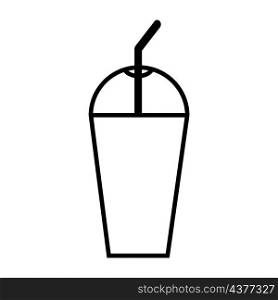Plastic cup with a straw. Domed lid. Summer drink. Isolated sign. Line art. Flat style. Vector illustration. Stock image. EPS 10.. Plastic cup with a straw. Domed lid. Summer drink. Isolated sign. Line art. Flat style. Vector illustration. Stock image.