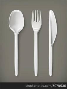 Plastic cutlery, vector