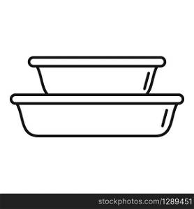 Plastic dishes icon. Outline plastic dishes vector icon for web design isolated on white background. Plastic dishes icon, outline style