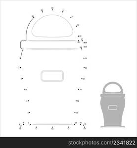 Plastic Dustbin Icon Connect The Dots, Trash Can Icon Vector Art Illustration, Puzzle Game Containing A Sequence Of Numbered Dots