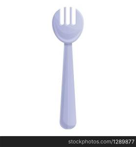 Plastic fork icon. Cartoon of plastic fork vector icon for web design isolated on white background. Plastic fork icon, cartoon style
