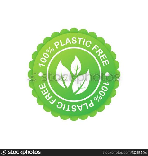 Plastic free green icon badge. Bpa plastic free chemical mark. Vector stock illustration. Plastic free green icon badge. Bpa plastic free chemical mark. Vector stock illustration.