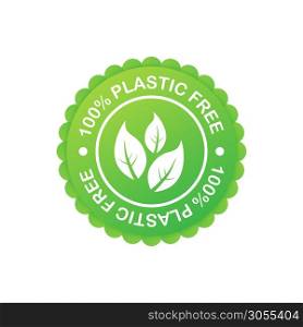 Plastic free green icon badge. Bpa plastic free chemical mark. Vector stock illustration. Plastic free green icon badge. Bpa plastic free chemical mark. Vector stock illustration.