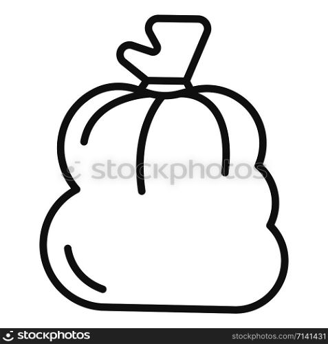 Plastic garbage bag icon. Outline plastic garbage bag vector icon for web design isolated on white background. Plastic garbage bag icon, outline style