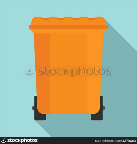 Plastic garbage bin icon. Flat illustration of plastic garbage bin vector icon isolated on white background. Plastic garbage bin icon flat isolated vector