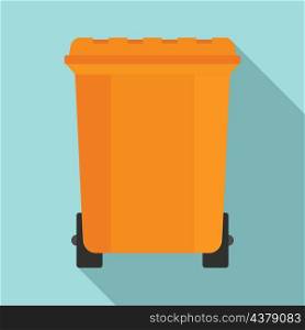 Plastic garbage bin icon. Flat illustration of plastic garbage bin vector icon isolated on white background. Plastic garbage bin icon flat isolated vector