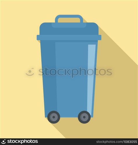 Plastic garbage bin icon. Flat illustration of plastic garbage bin vector icon for web design. Plastic garbage bin icon, flat style