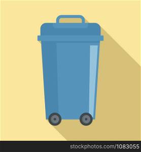 Plastic garbage bin icon. Flat illustration of plastic garbage bin vector icon for web design. Plastic garbage bin icon, flat style
