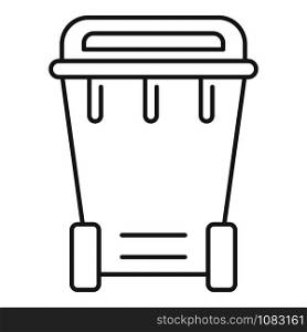 Plastic garbage bin icon. Outline plastic garbage bin vector icon for web design isolated on white background. Plastic garbage bin icon, outline style
