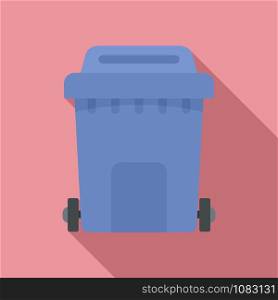 Plastic garbage box icon. Flat illustration of plastic garbage box vector icon for web design. Plastic garbage box icon, flat style