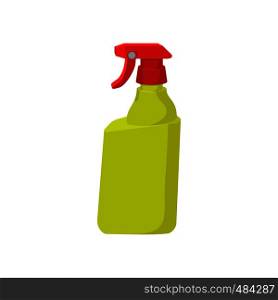 Plastic hand spray bottle cartoon icon on a white background. Plastic hand spray bottle cartoon icon