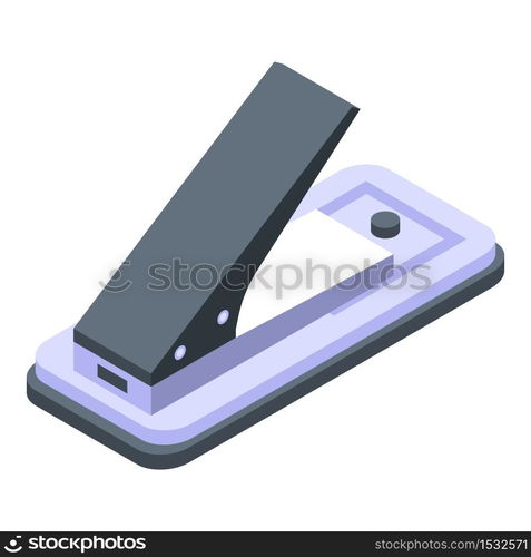 Plastic hole puncher icon. Isometric of plastic hole puncher vector icon for web design isolated on white background. Plastic hole puncher icon, isometric style