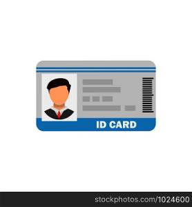 plastic id card with photo in flat style. plastic id card with photo in flat