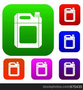 Plastic jerry can set icon in different colors isolated vector illustration. Premium collection. Plastic jerry can set collection