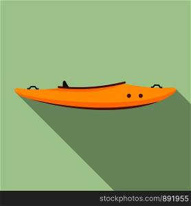 Plastic kayak icon. Flat illustration of plastic kayak vector icon for web design. Plastic kayak icon, flat style