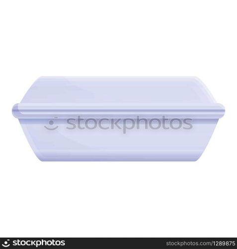Plastic lunch box icon. Cartoon of plastic lunch box vector icon for web design isolated on white background. Plastic lunch box icon, cartoon style