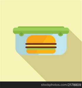 Plastic lunch box icon flat vector. Healthy meal. Snack bag. Plastic lunch box icon flat vector. Healthy meal