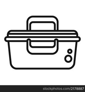 Plastic lunch box icon outline vector. School meal. Fruit bag. Plastic lunch box icon outline vector. School meal