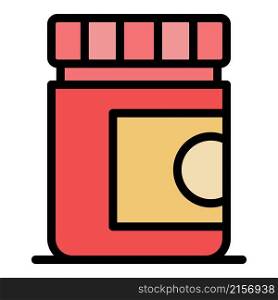 Plastic medical jar icon. Outline plastic medical jar vector icon color flat isolated. Plastic medical jar icon color outline vector