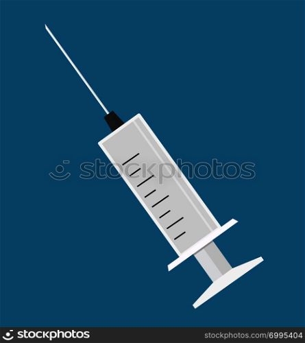 Plastic medical syringe icon flat vector illustration isolated on backgrounds