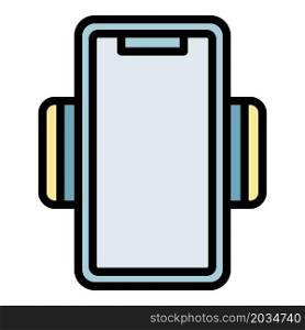 Plastic phone holder icon. Outline plastic phone holder vector icon color flat isolated. Plastic phone holder icon color outline vector