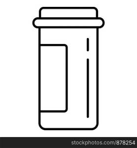 Plastic pill jar icon. Outline plastic pill jar vector icon for web design isolated on white background. Plastic pill jar icon, outline style