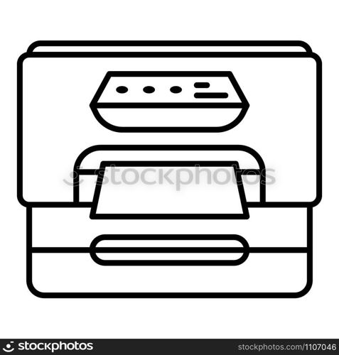 Plastic printer icon. Outline plastic printer vector icon for web design isolated on white background. Plastic printer icon, outline style