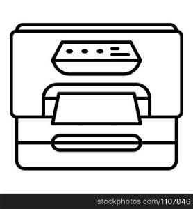 Plastic printer icon. Outline plastic printer vector icon for web design isolated on white background. Plastic printer icon, outline style