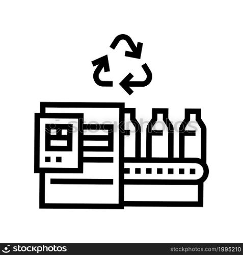 plastic recycling conveyor line icon vector. plastic recycling conveyor sign. isolated contour symbol black illustration. plastic recycling conveyor line icon vector illustration