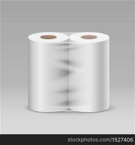 Plastic roll tissue package, design background, vector illustration