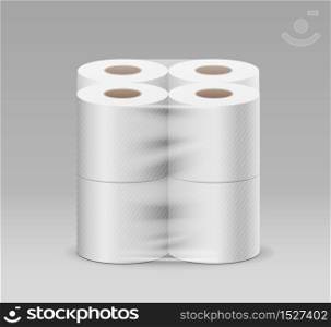 Plastic roll toilet paper one package eight roll, design on gray background, vector illustration