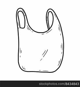 Plastic shopping bag. Vector doodle illustration. Hand drawn sketch.