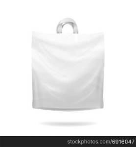 Plastic Shopping Bag Vector. Realistic Mock Up. Empty Reusable Plastic Shopping Realistic Bags Set With Handles. Close Up Mock Up. Vector