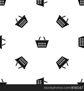 Plastic shopping basket pattern repeat seamless in black color for any design. Vector geometric illustration. Plastic shopping basket pattern seamless black