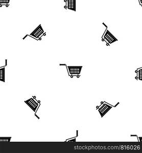 Plastic shopping trolley pattern repeat seamless in black color for any design. Vector geometric illustration. Plastic shopping trolley pattern seamless black