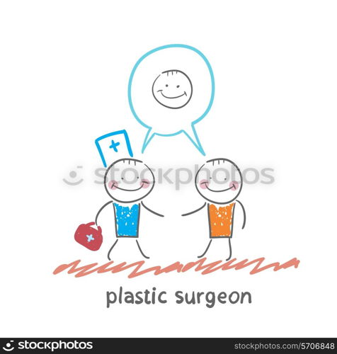 plastic surgeon says to the patient&#39;s facial surgery