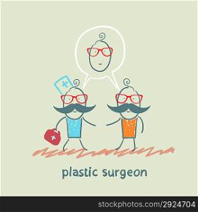 plastic surgeon says to the patient&acute;s facial surgery