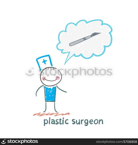 plastic surgeon surgeon thinks of a scalpel